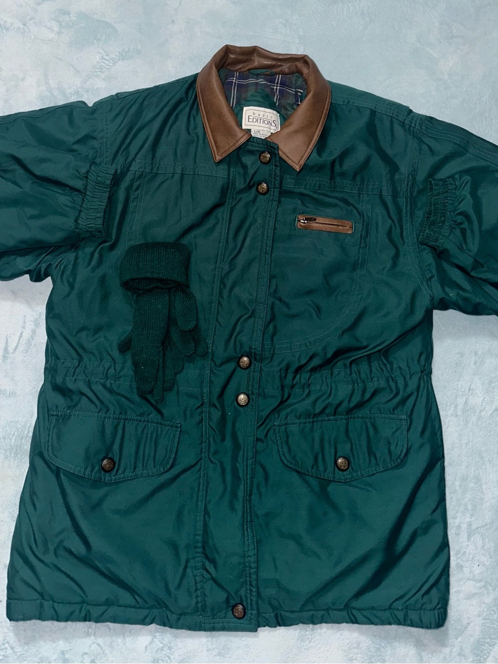 Men's Dark Green Parka with Brown Collar